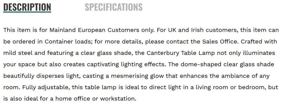 Veioza/Lampa de masa Canterbury