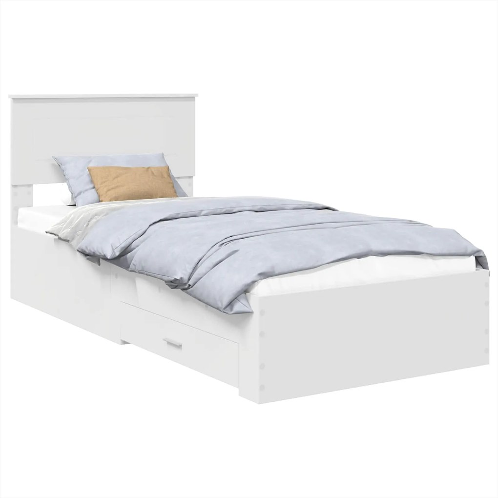 vidaXL Cadru de pat cu headboard Alb 90 x 190 cm Lemn compozit