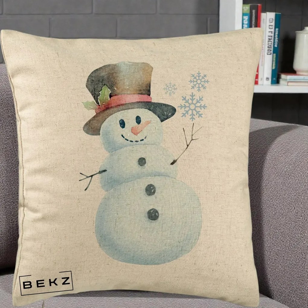 Perna Decorativa Om de Zapada cu Joben si Vasc, 40x40 cm, Bej, Husa Detasabila, Perna Inclusa, BEKZ®