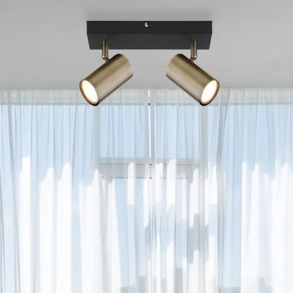 Spot ROBBY 2xGU10/35W/230V negru/alamă Globo 57911-2M