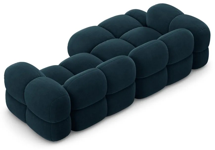 Colțar albastru închis cu tapițerie din catifea (cu colț pe partea stângă/cu șezlong) Loretto – Cosmopolitan Design