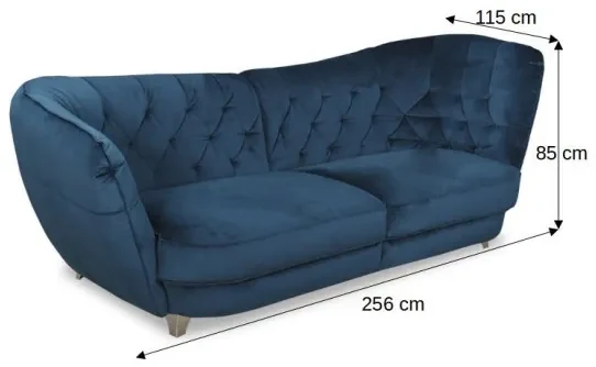 Canapea Retro, Stanga, Albastru, 256 x 115 Cm