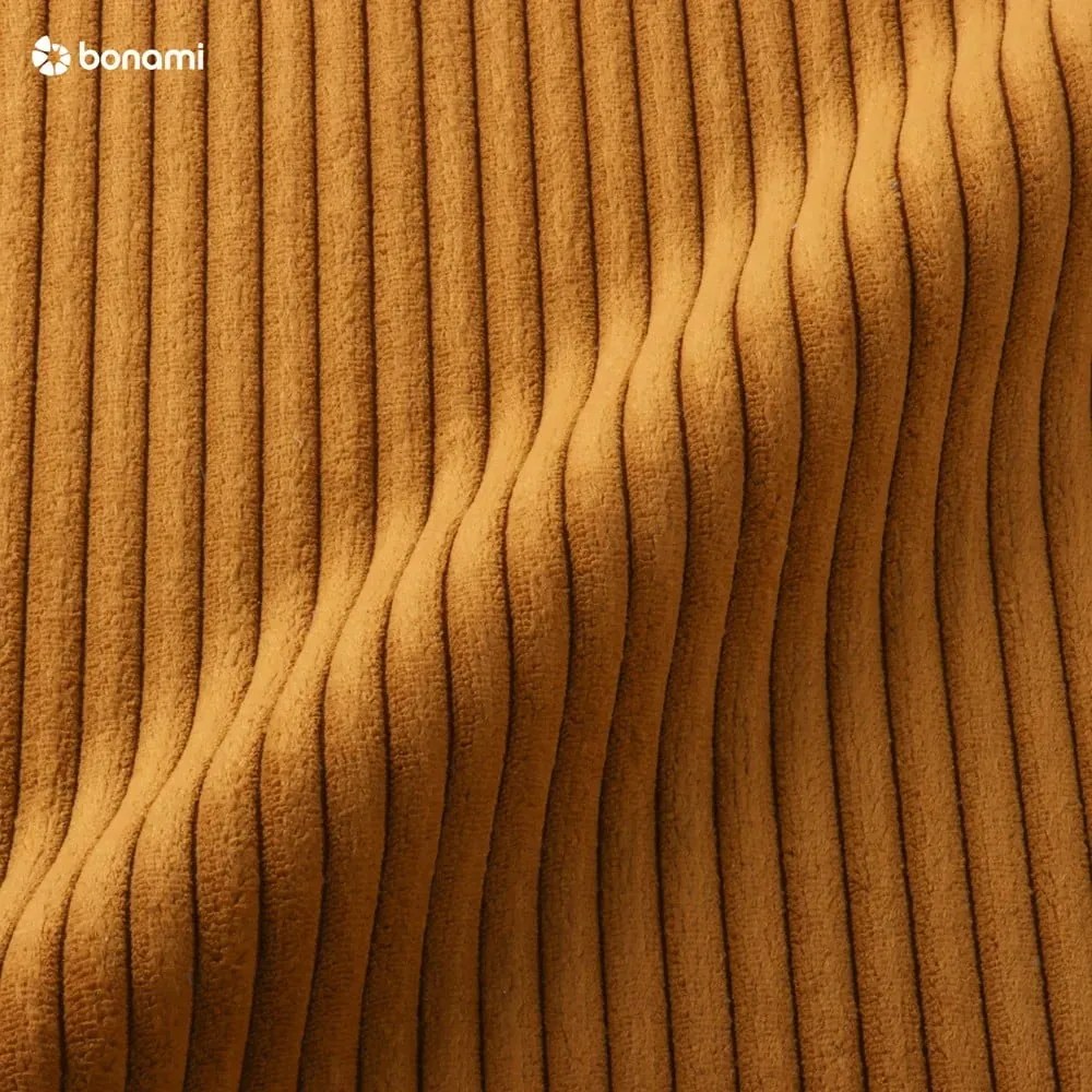 Canapea galben-muștar extensibilă cu tapițerie din catifea reiată 195 cm Monaco – Bobochic Paris