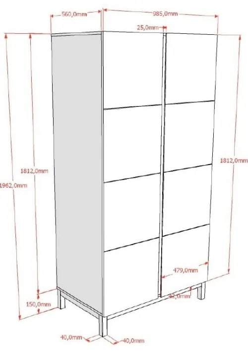 Șifonier de copii alb 99x196x58 cm Eva – Vipack