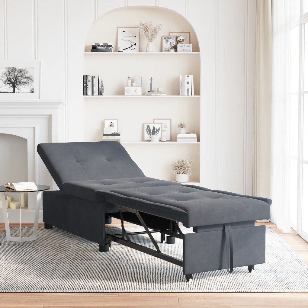 vidaXL Canapea pat 3 în 1 design cu extragere gri închis catifea