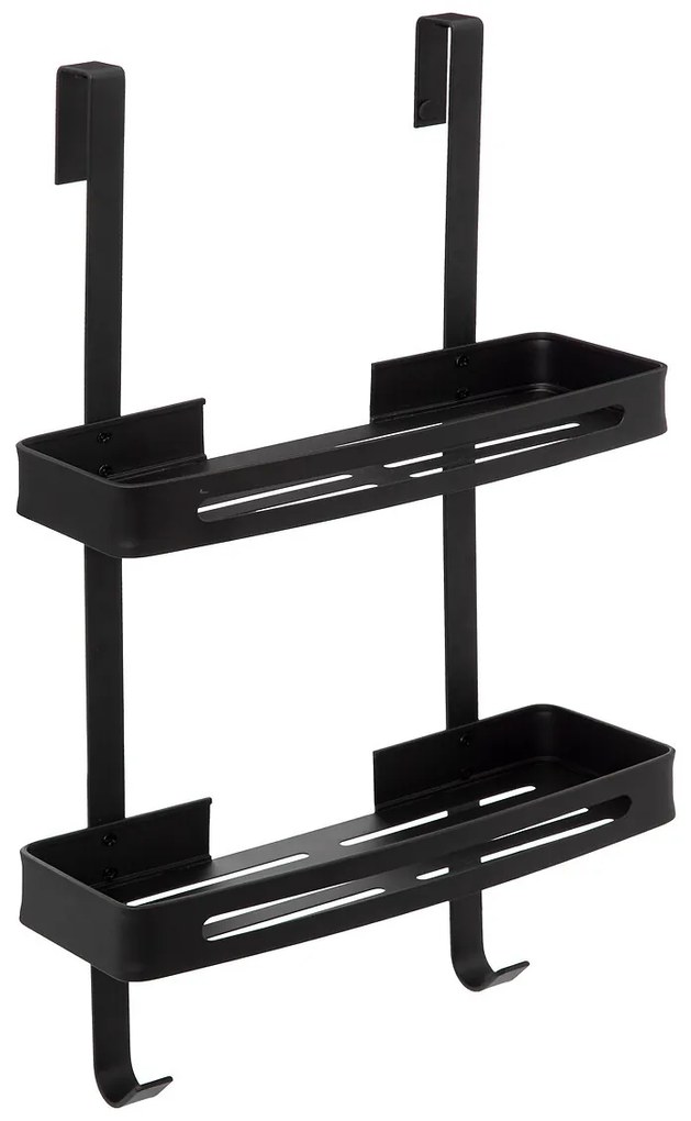 Raft pentru dus, doua nivele, negru, 32,5 x 16 x 60 cm