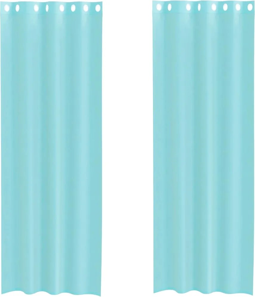 vidaXL Perdele Voile cu Oeje 2 buc Turcoaz