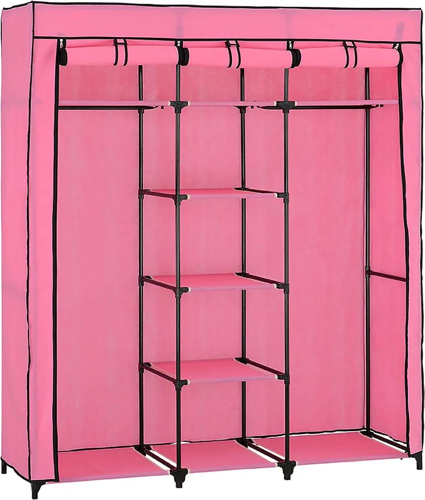 [neu.holz]® Dulap haine - dulap textil depozitare (175x150cm) roz