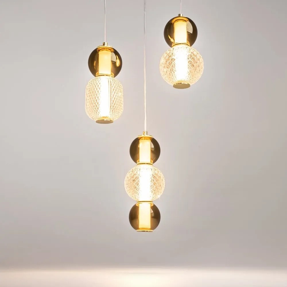 Lustra LED suspendata design modern decorativ Drop 3L auriu