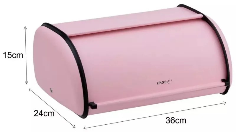 Cutie pentru paine Kinghoff KH 1868, 18.5x27x44 cm, Deschidere si inchidere lina, Otel, Roz