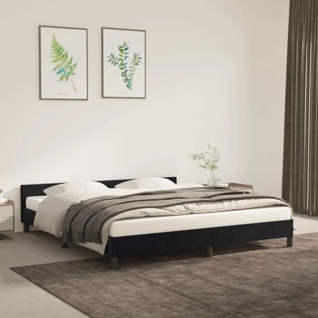 347587 vidaXL Cadru de pat cu tăblie, negru, 180x200 cm, catifea