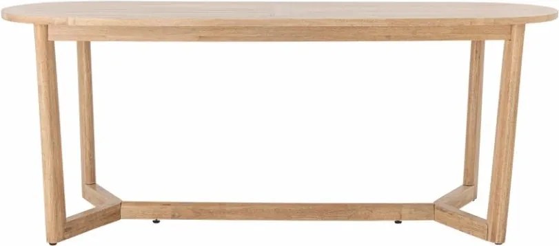 Masă dining ovală din lemn de hevea, natur, 10 locuri, cu bază în formă de Y, finisaj antichizat, 75 x 200 x 100 cm, „Serrone”