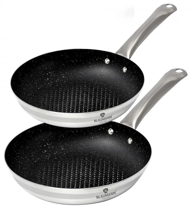 Set 2 tigai non stick otel inoxidabil cu interior din marmura XYLAN Gourmet Line Blaumann BL 3175