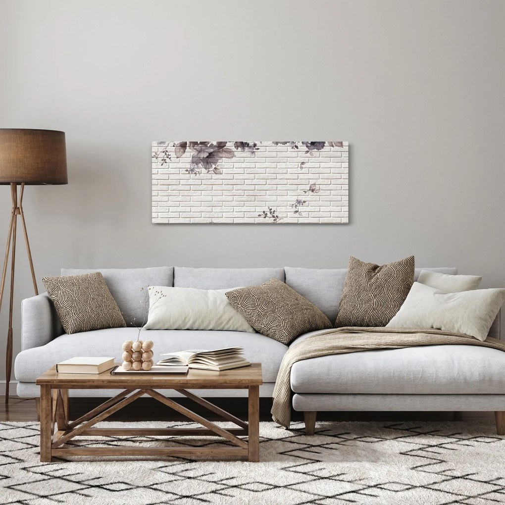 Tablou cu perete și buchet (120x50 cm)