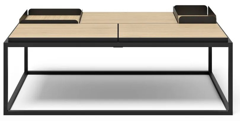 Măsuță de cafea negru-natural cu blat cu aspect de lemn de stejar 75x120 cm Douro – TemaHome