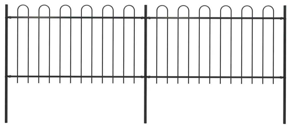 Gard de gradina cu varf curbat, negru, 3,4 x 1 m, otel 1, 1 m, 3.4 m