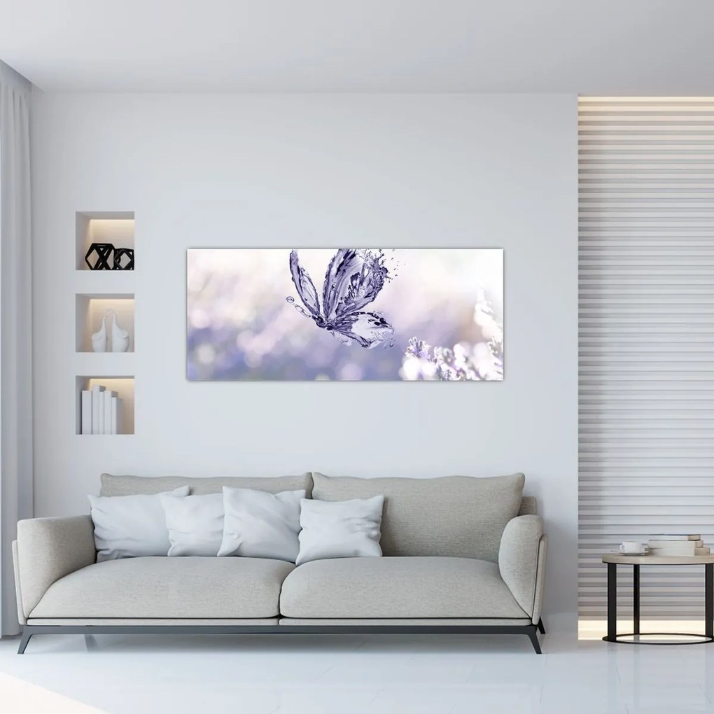 Tablou - Fluture și lavandă (120x50 cm)