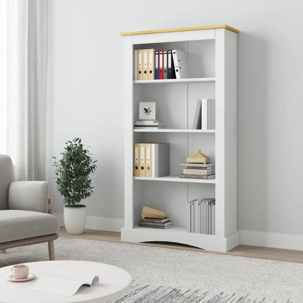 282636 vidaXL Bibliotecă 4 rafturi alb 81x29x150 cm pin mexican gama Corona