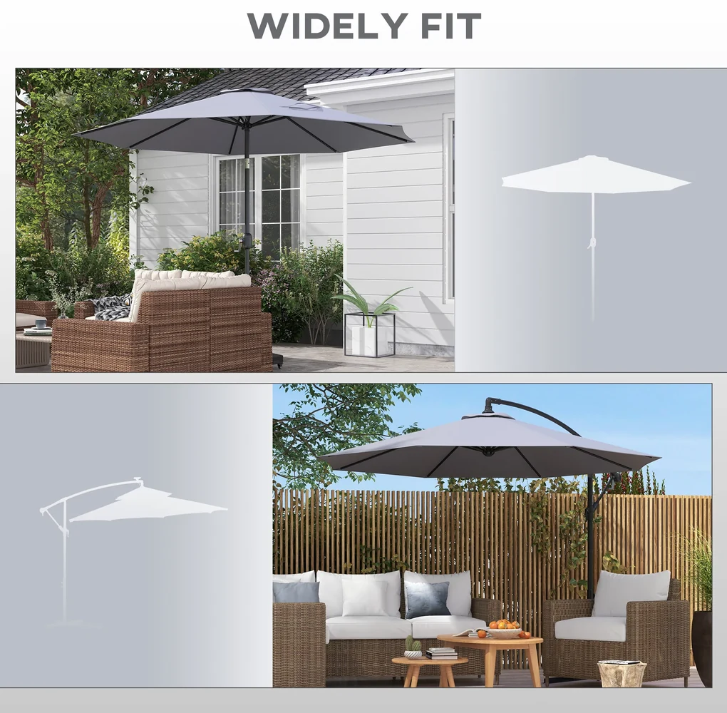 Outsunny Copertină de Rezervă pentru Umbrelă cu Priză de Aer, Rezistentă la UV și Apă, Ø295 cm, Gri | Aosom Romania