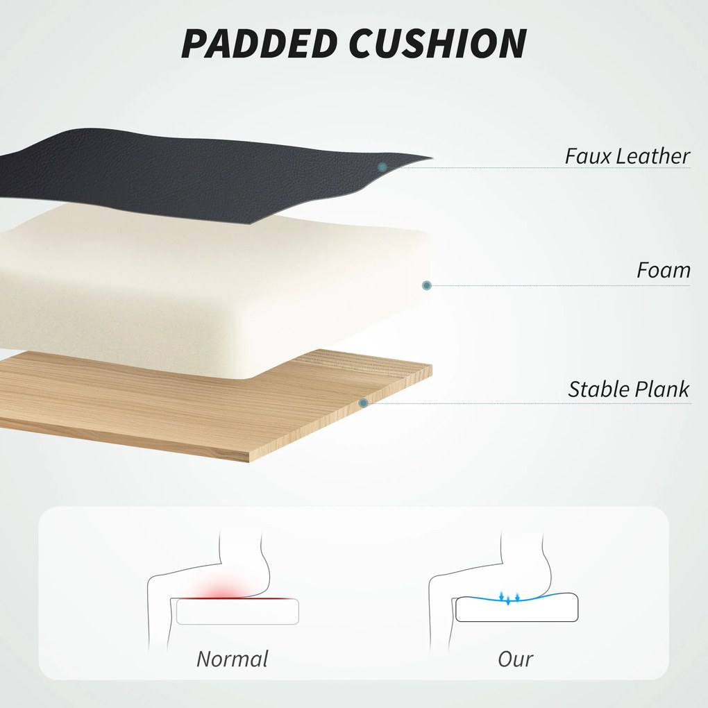 HOMCOM Scaun de Birou Reclinabil la 155° cu Suport pentru Picioare, Dublă Îmbunătățire și Tapițerie din Piele Ecologică, Negru | Aosom Romania