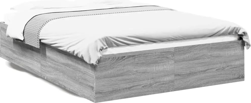 vidaXL Cadru de pat, gri sonoma, 140x200 cm, lemn prelucrat