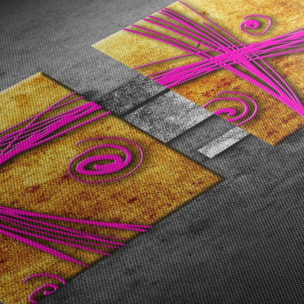 Tablou - Pătratr colorate pe fond negru (120x50 cm)