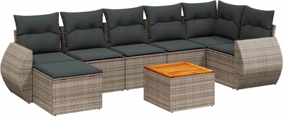 vidaXL Set canapele de grădină cu perne, 8 piese, gri, poliratan