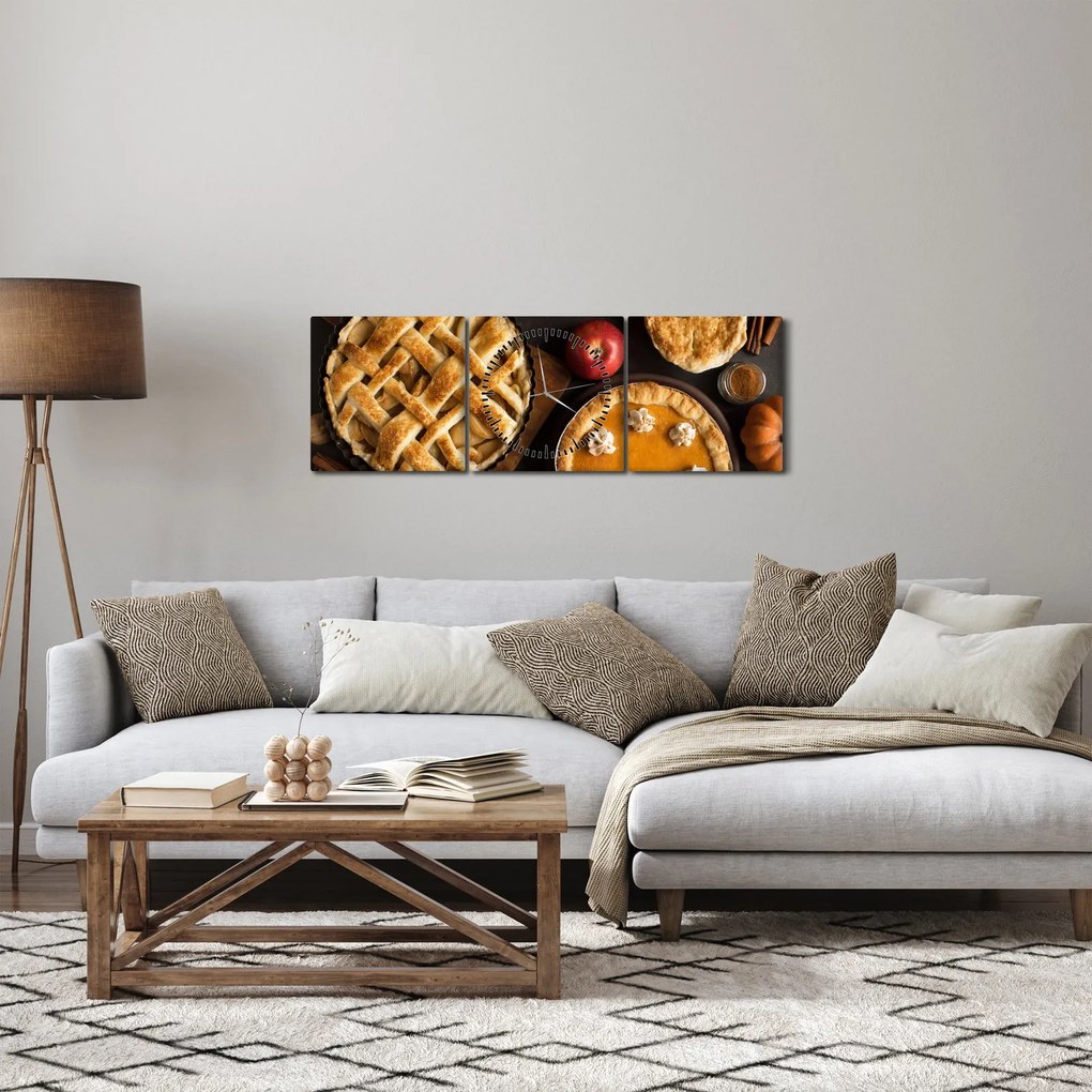 Tablou - Plăcintă de dovleac (cu ceas) (90x30 cm)