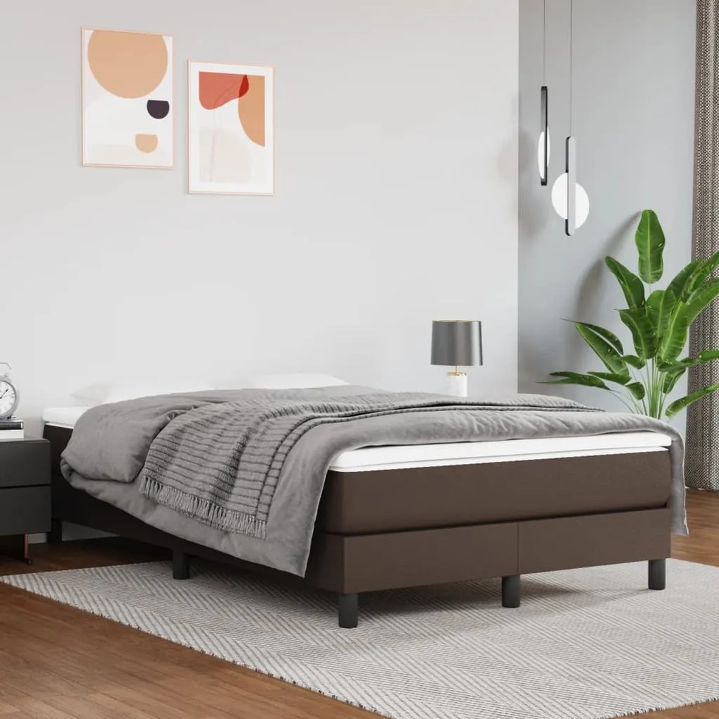 3120691 vidaXL Cadru de pat box spring, maro, 120x200 cm, piele ecologică