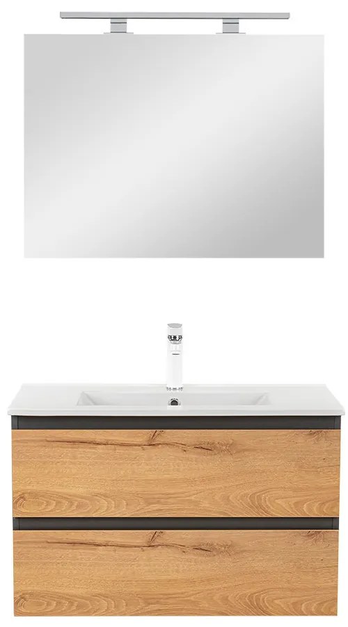 Mobilier complet de baie Vario Forte 80 antracit-stejar