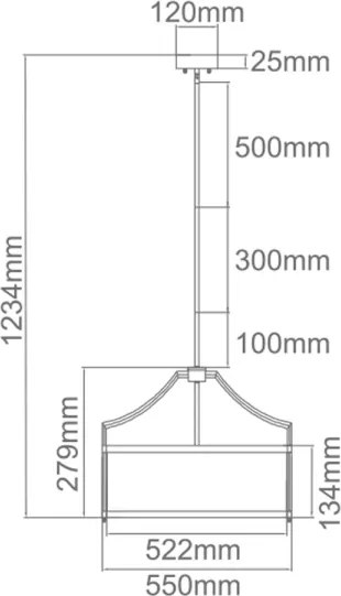 Open Design OR80896 - Lustră STANZA pe tijă, 4xE27/15W/230V, Ø 55 cm, alamă/alb