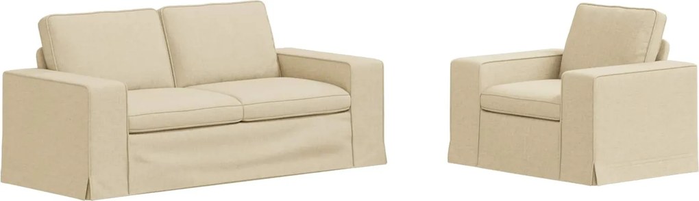 vidaXL Set de canapea 2 pcs Crem 182 x 80 x 82 cm țesătură