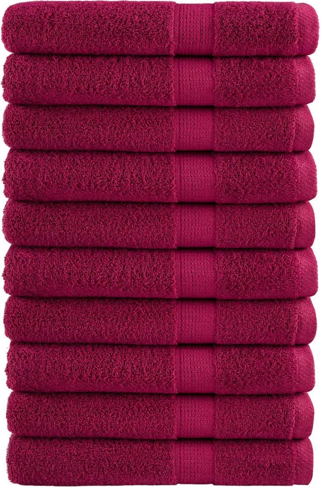 vidaXL Prosoape premium, SOLUND 10buc roșu bordo 100x200cm 600gsm