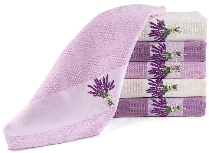Set prosoape bucătărie vafelă BUCHETE DE LEVĂNDULĂ 50 x 70 cm 6 buc