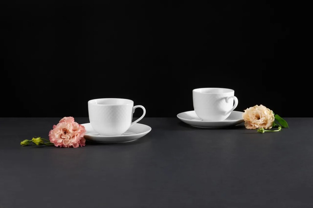 Set servire ceai sau cafea, 12 piese, 6 persoane, alb, Sonia
