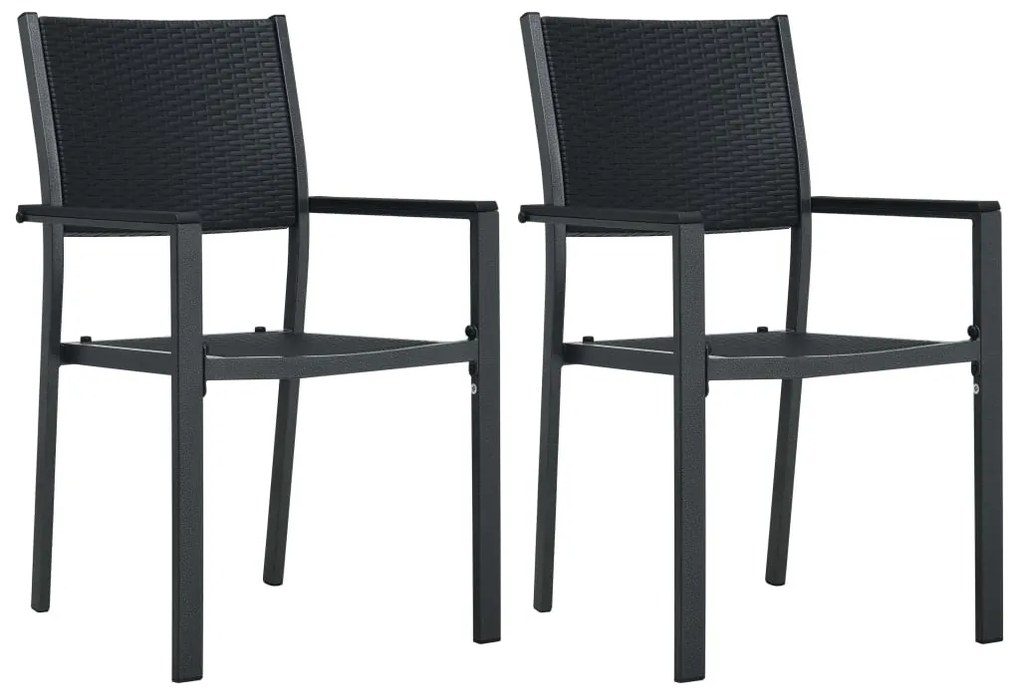 vidaXL Scaune de grădină, 2 buc., negru, plastic, aspect ratan