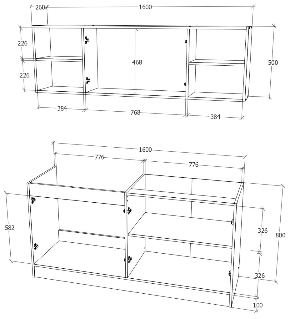 Set haaus Sena, Stejar Wotan/Alb, L 160 cm