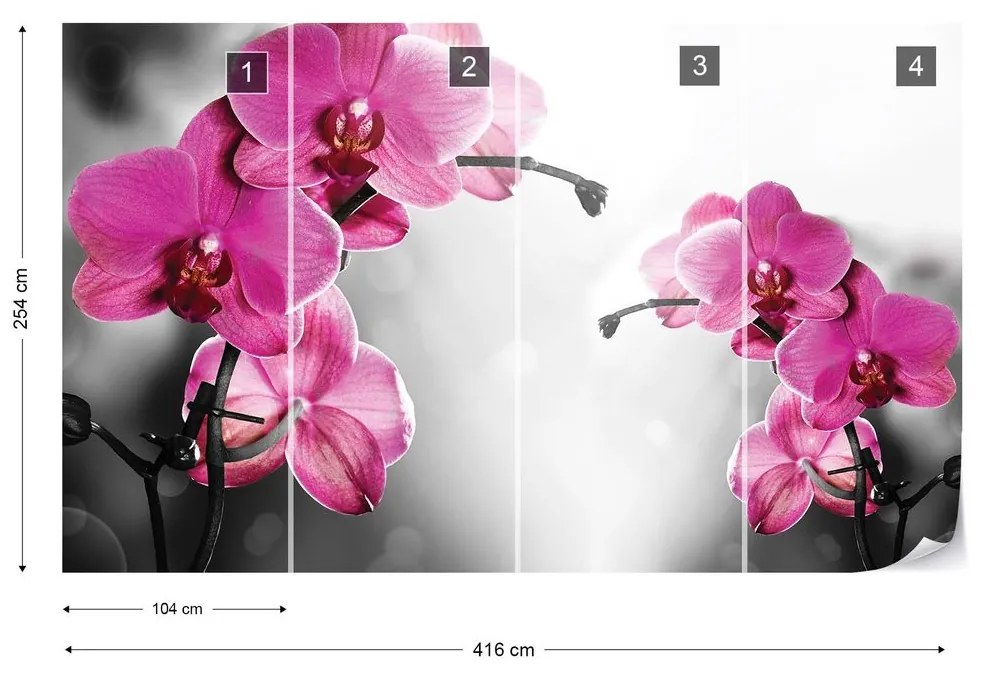 Pink Orchids Flowers Photo Wallpaper Wall Mural