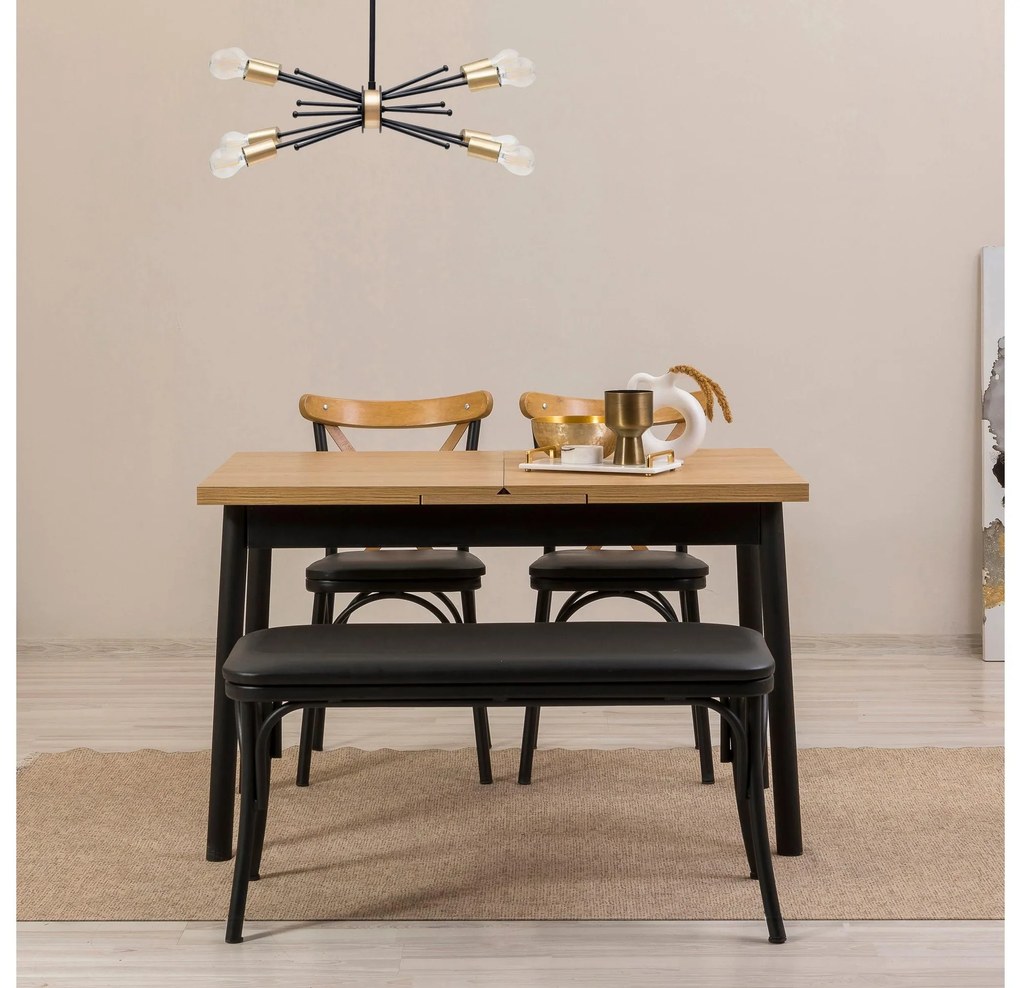 Set mobilier sufragerie Duvasa 21 (negru) (pentru 4 persoane). 1093791