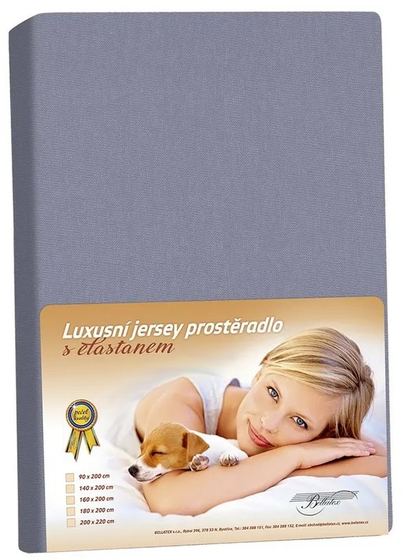 Cearceaf jersey cu elastan, gri închis, 160 x 200 cm