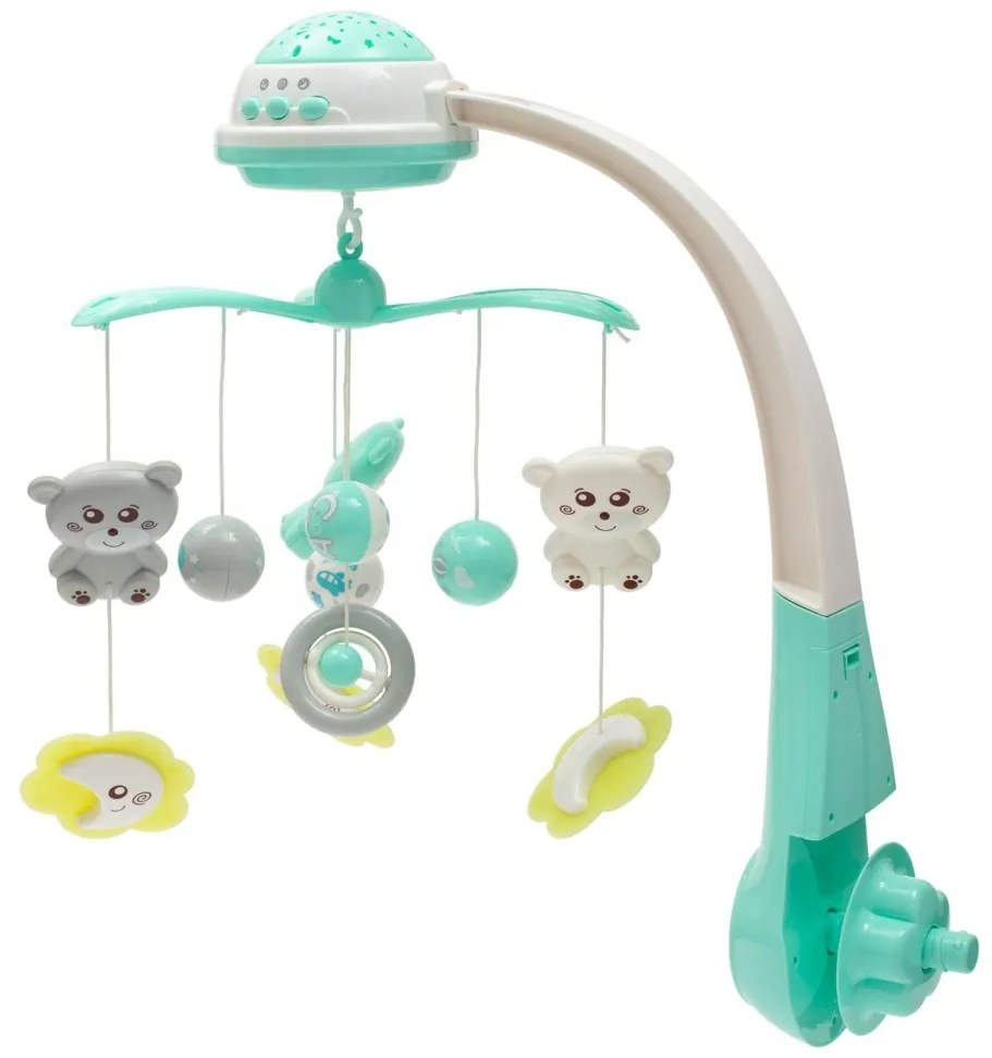 Baby Mix Carusel deasupra pătuțului cu proiectorde lumină, verde