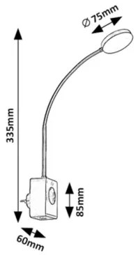 Rabalux 71284 - Aplica de perete LED dimabilă TIVRO 4W/230V cu port USB pentru priză, neagră