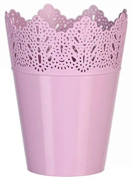 Ghiveci Koronka dantelat 12 cm, plastic, roz