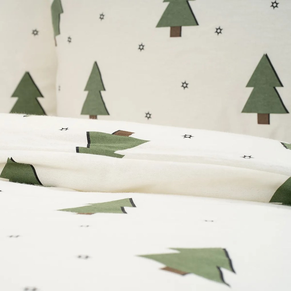 Lenjerie de pat din flanel 4Home Little Trees, 140x 220 cm, 70 x 90 cm, 140 x 220 cm, 70 x 90 cm