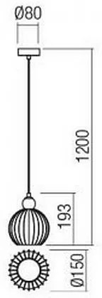Redo 01-2064 - Pendul PLUMEN pe cablu, 1xE14/42W/230V, Ø 15 cm, cupru
