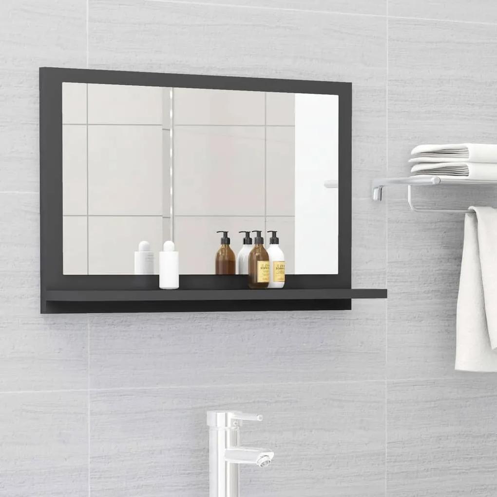 Dulap de baie cu oglinda, gri, 60 x 10,5 x 37 cm, PAL Gri, 60 cm