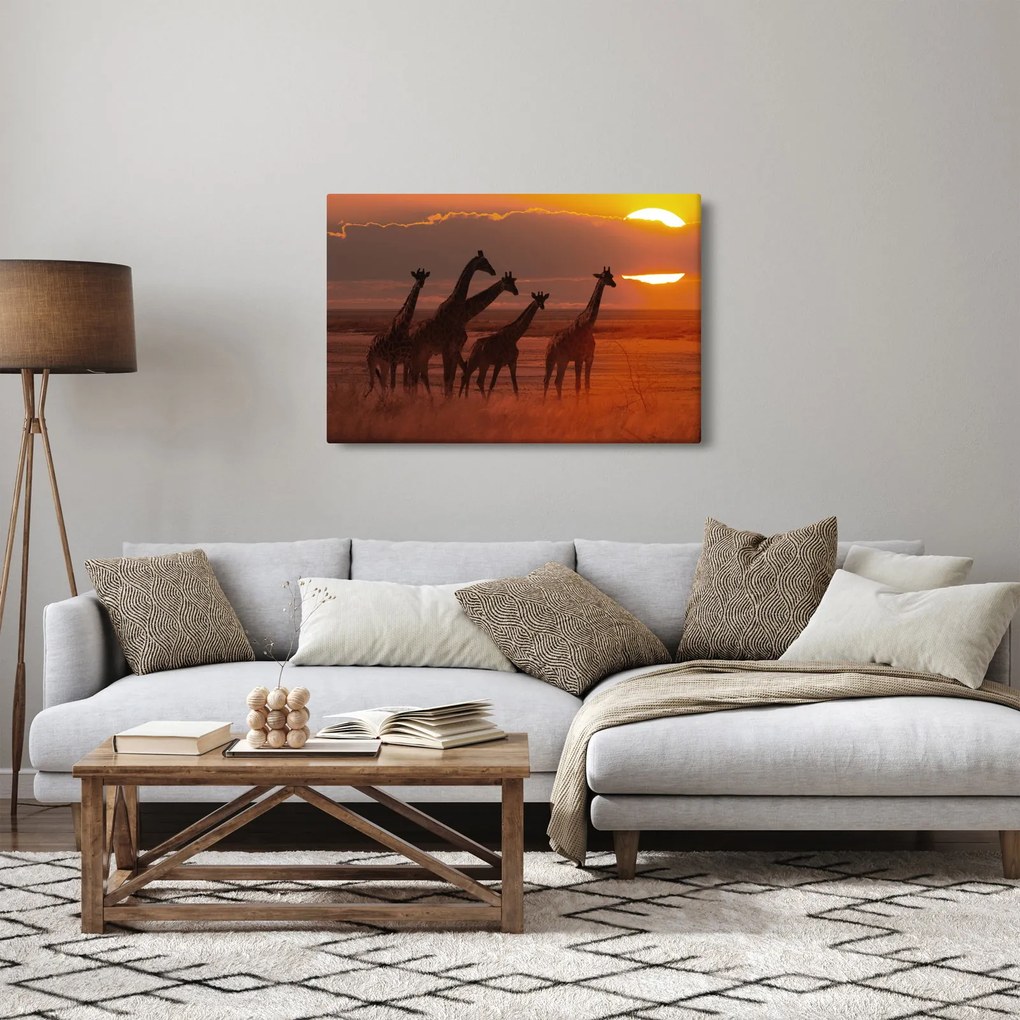Tablou - Girafe în savana africană (90x60 cm)