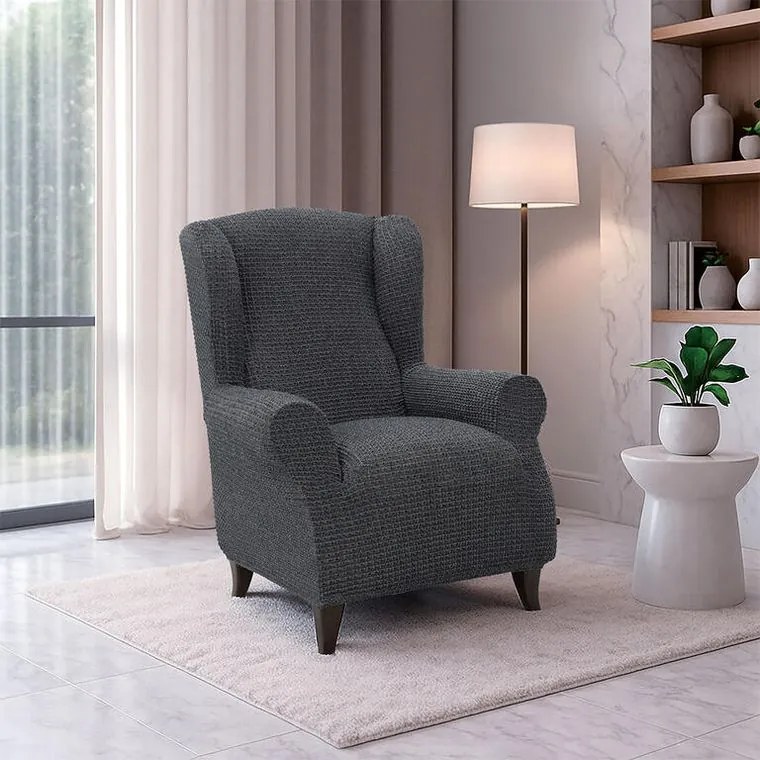 Nueva Textura Huse super elastice RUBINIA antracit fotoliu clasic (l. 70 - 95 cm)
