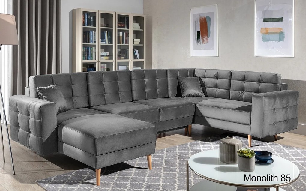 Colțar lemn masiv Formă U Extensibil Haga 320x202cm Personalizabil - Monolith 97