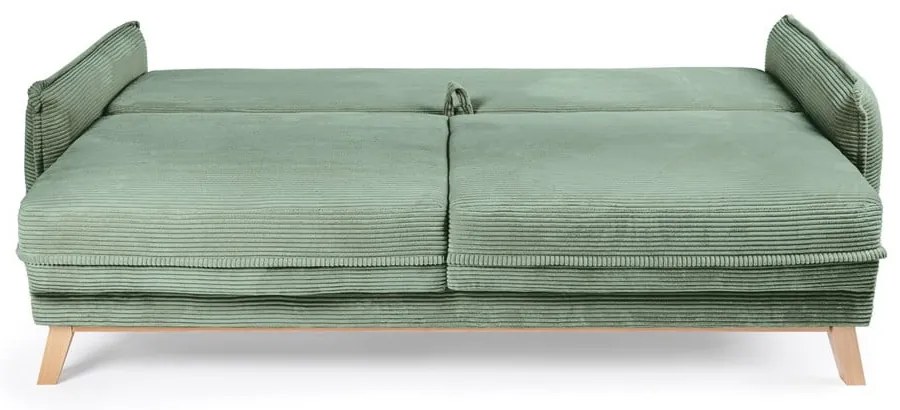 Canapea verde-deschis extensibilă cu tapițerie din catifea reiată 218 cm Tori – Bonami Selection
